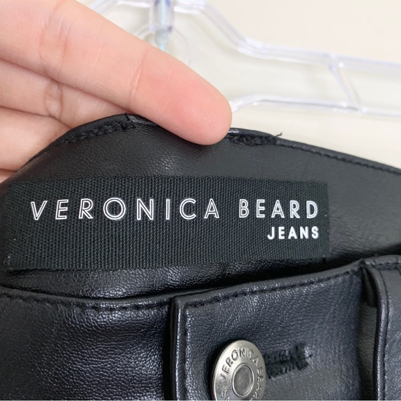 Veronica Beard Beverly Vegan Leather High Rise Skinny Flare Pant *Black* Sz 26 - Picture 11 of 16